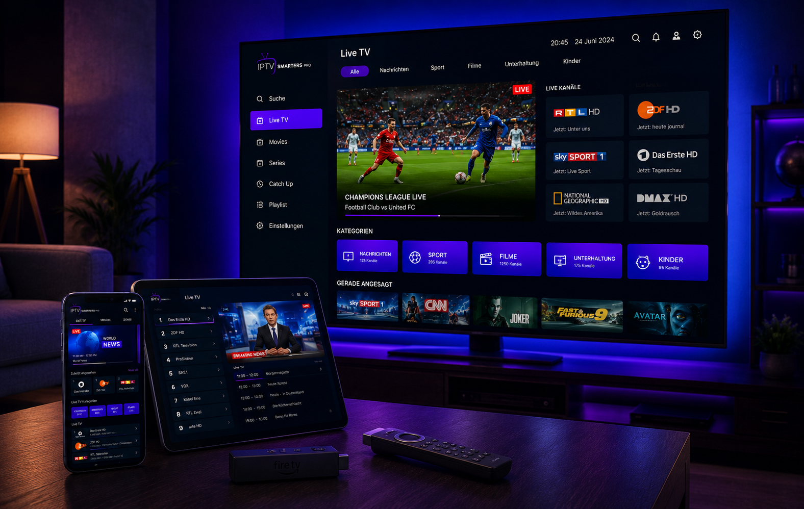 IPTV Live Kanäle und Sport Streaming