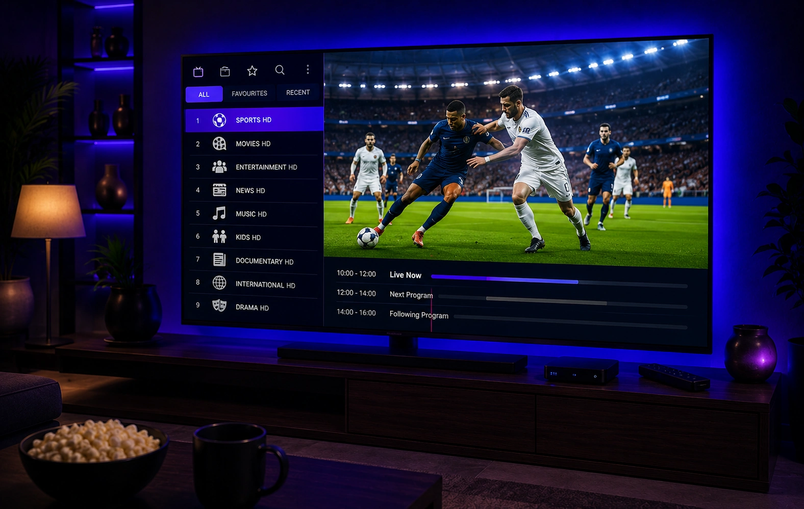 IPTV Smarters Pro Live TV Oberfläche