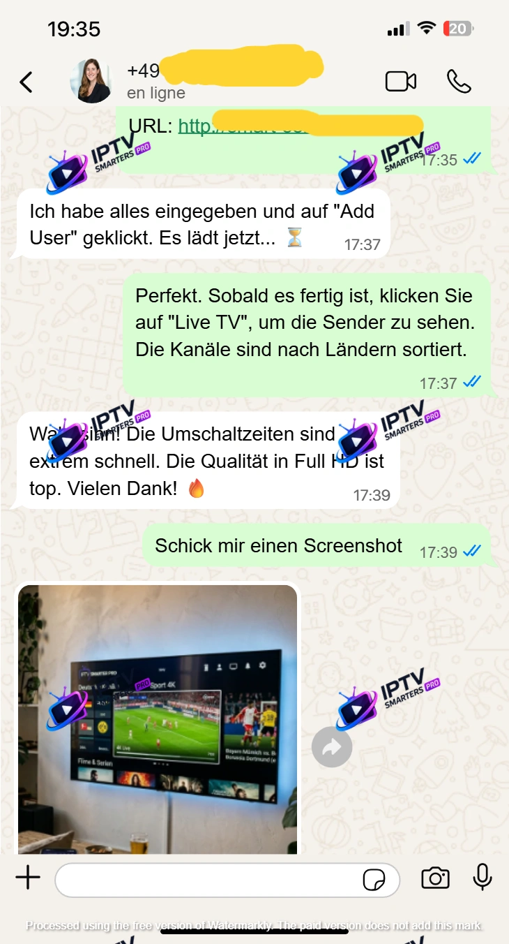 WhatsApp IPTV Full HD Streaming Kundenfeedback