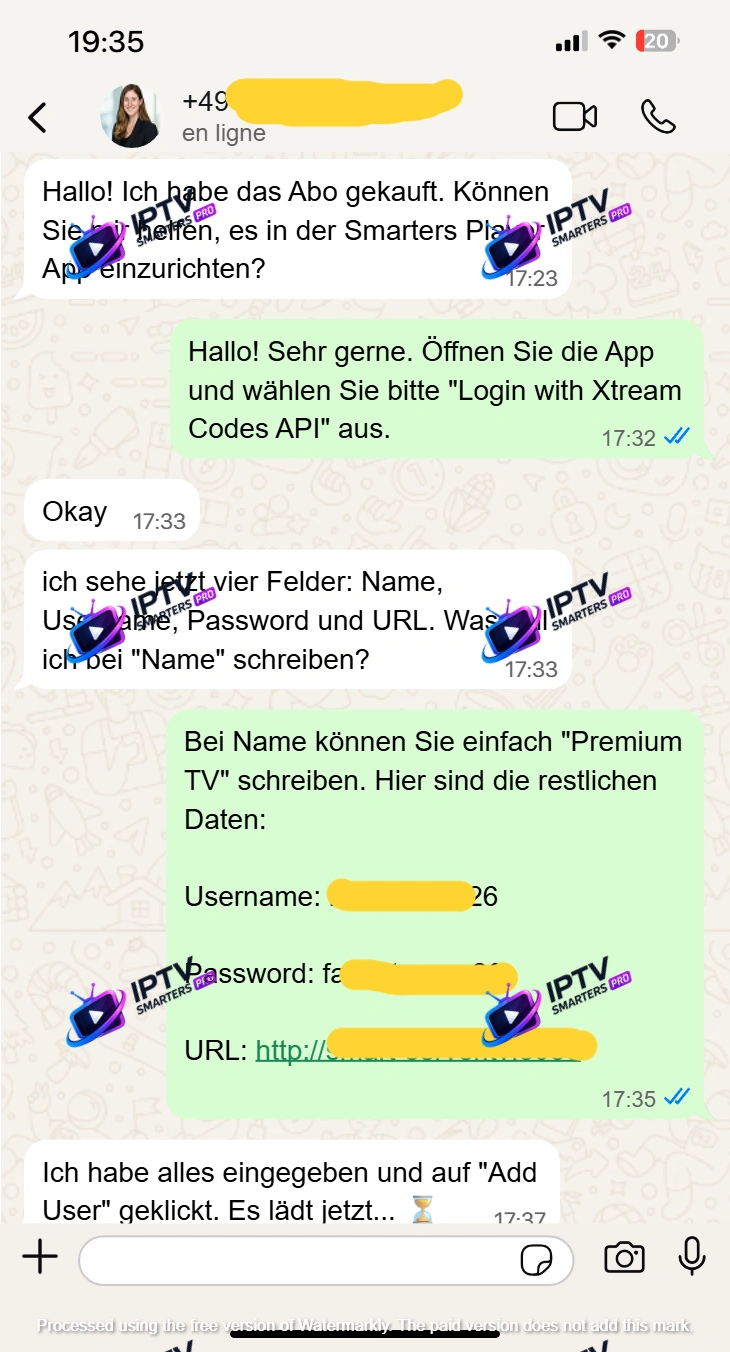 WhatsApp IPTV Xtream Codes Setup Smarters Player